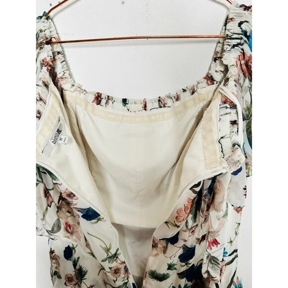 BADGLEY MISCHKA White Floral Printed Off-Shoulder Ruffles High-Low Maxi Dress 16 - Picture 14 of 16